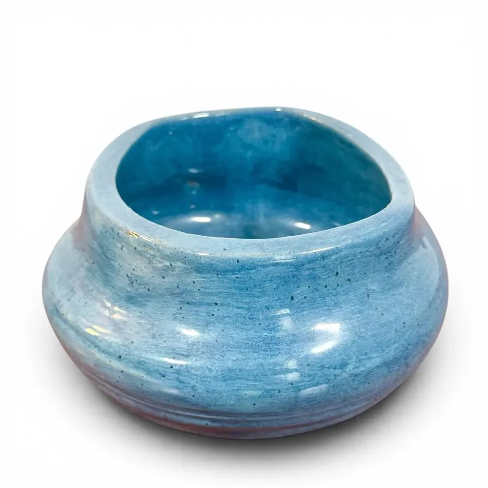 Handmade Studio Art Pottery Blue Glazed Bowl Planter Succulent Pot Artisan SDG